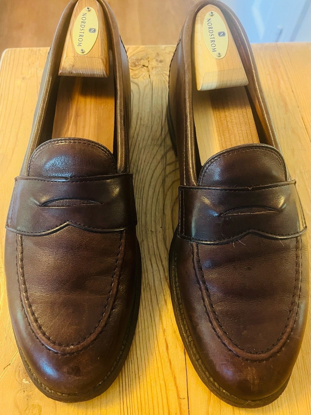 Alden Men's Brown Leather Penny Loafers